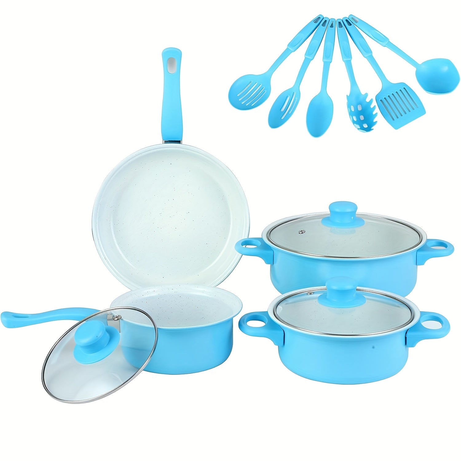 TEMU Cookware Set, Cookware Sets, 13pcs Kitchen Utensils, Kitchen Cooking Sets, Space Saving Cookware Sets, Cookware Set With Multi-functional