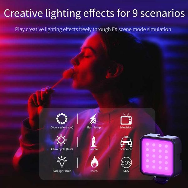 RGB Hand Camera Light Battery Operated Portable Pocket Lamp 3000-5500K Ambient Photo Light Studio Photo Light for Live Streaming