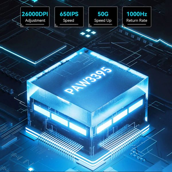 X3 PixArt PAW3395 Bluetooth Mouse 2.4G Tri-Mode Connection, 26000dpi, 650IPS, 49g Lightweight Macro Gaming Mouse