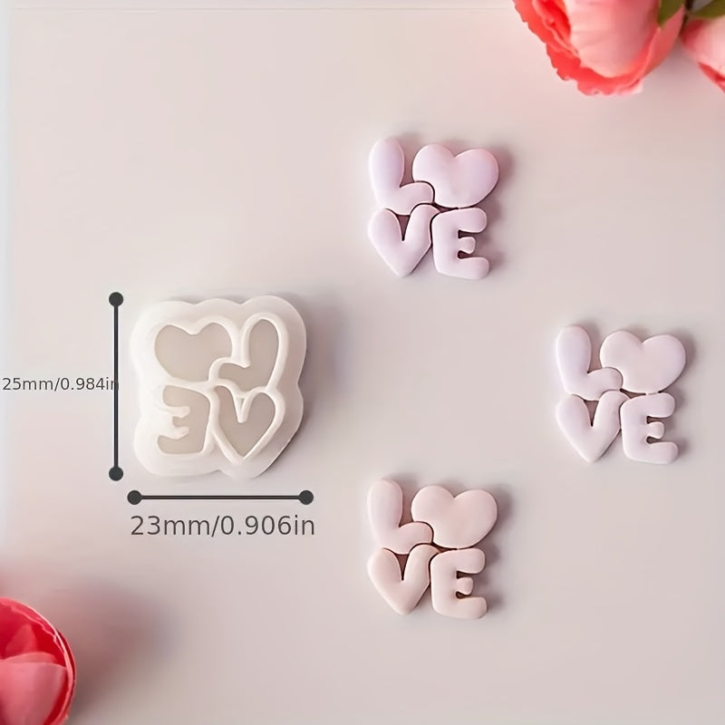 TEMU Valentine's Day Love Heart Earring Clay Mold Set, Polymer Clay Cutter For Pendants, Embossing Craft Tool, Plastic Series Shapes For Earrings