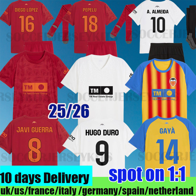valencia cf 25 26 soccer jerseys camisetas de futbol men kids kit Valencia football shirts 2025 2026 third kids kit camiseta vcf HUGO DURO GAYA MUSA