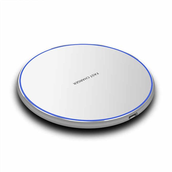 Mirror 5W-7.5W-10W Smart QI Wireless Charger Metal Simple Round Desktop Phone Fast Charge Wireless Charger