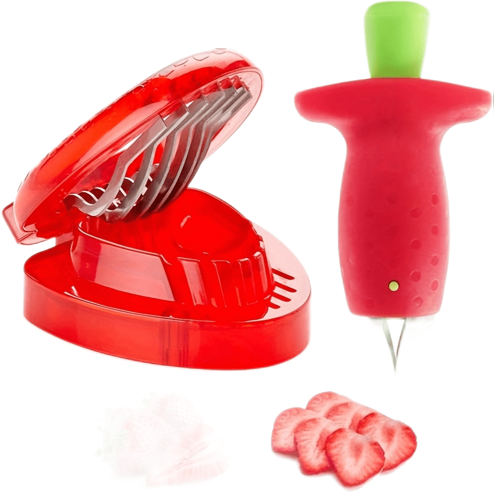 TEMU Strawberry Huller Fruit Slicer Set, Berry Stem Leaves Huller Gem Remover Removal Fruit Peeling Tool Kitchen Gadgets Corer Easy For Remove