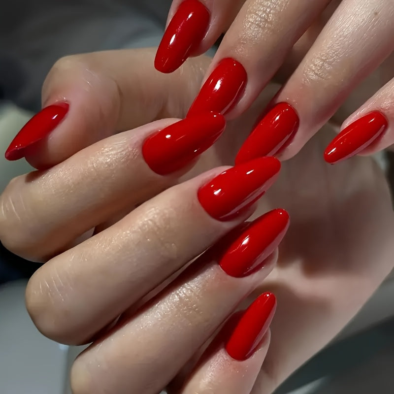 TEMU Glossy -on Nails - Short Square Minimalist Style, Full Coverage Almond Shape, Medium Length For Women & S, Everyday Elegant Nail Art, Nail