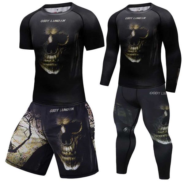 Mens Sportswear Compression Suit MMA Boxing Rashguard Ginout Roupas de ginástica Treinando Fitness Tight Tracksuit Running Set X250129