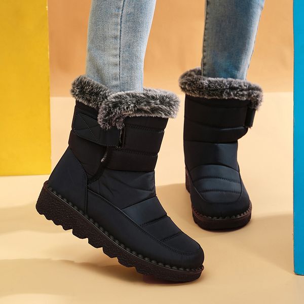 Plus Size 44 Waterproof Snow 2023 Warm Thick Plush Winter Ankle Boots Women Non Slip Platform Cotton Padded Shoes