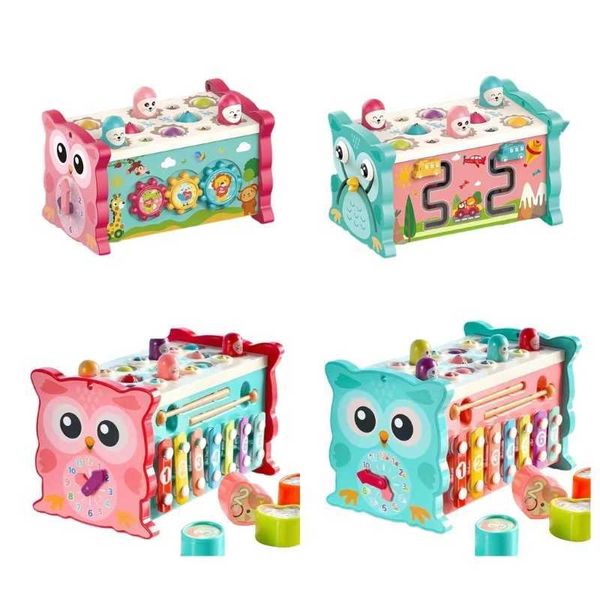 Multifunctional Xylophone Playing Color Fishing Toy Whack-a-mole Toy Digital Clock Preschool Educational Toy for Child X250113