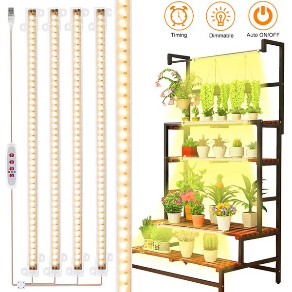 1234 LED Grow Light Strips for Indoor Plants USB Full Spectrum Phyto Lamp Dimmable Timer Seedlings Vegs Flower Growing 250210