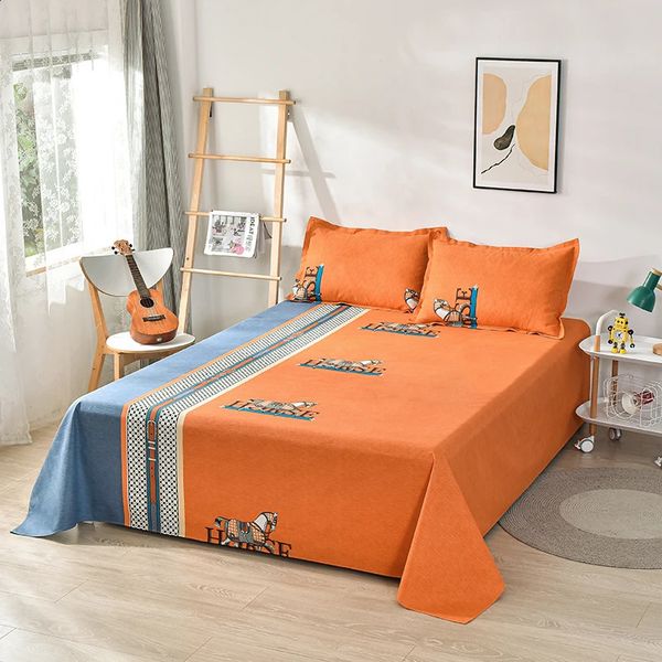 Sheet 2024 cotton bed flat pillowcases 3 pieces 120-150-180-200-230cm full-double-large machine washable 240816