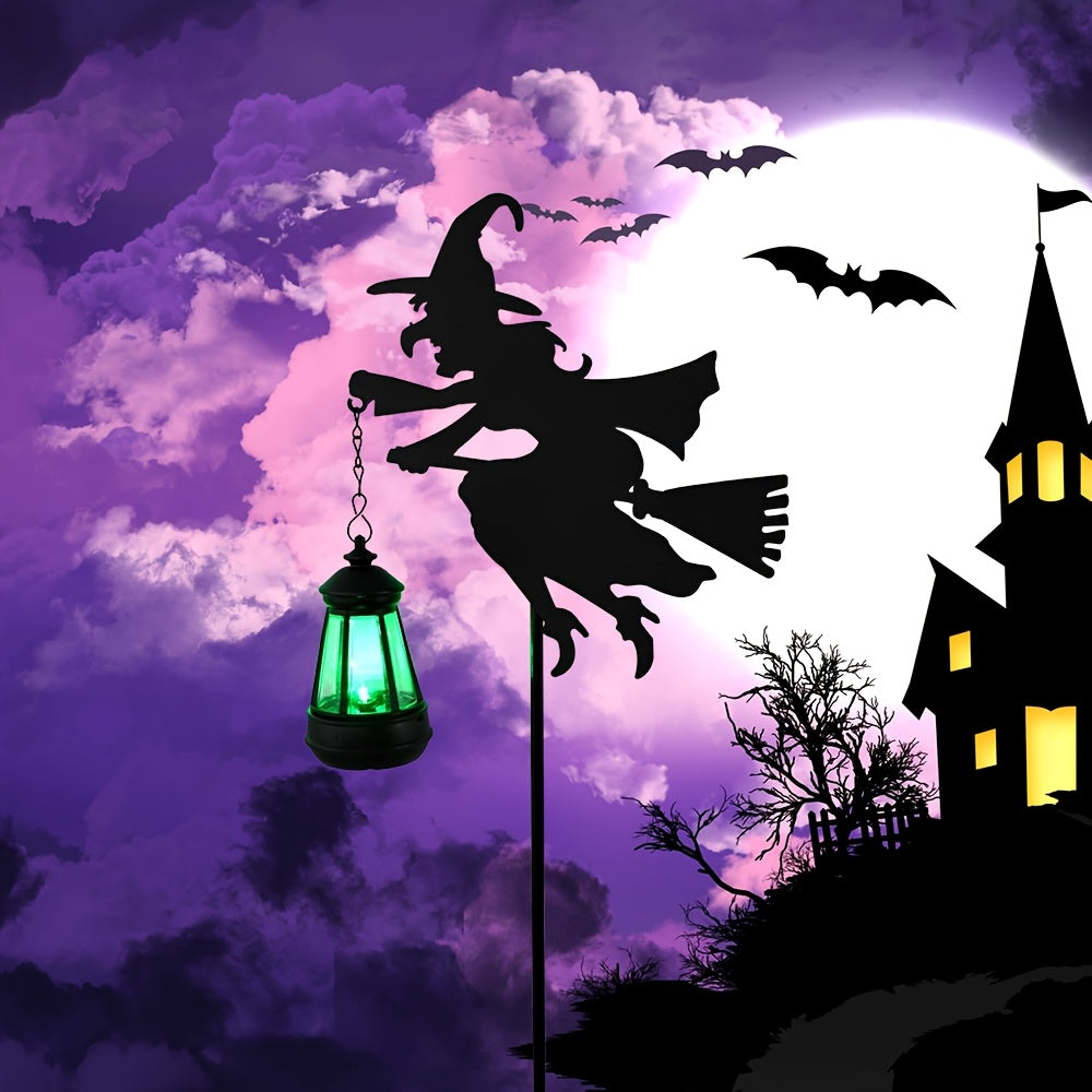 TEMU Solar-powered Halloween Decorative Garden Light - Broom Led With Stand, Ip65 Waterproof Outdoor Decorative Night Light, Suitable For Fences,