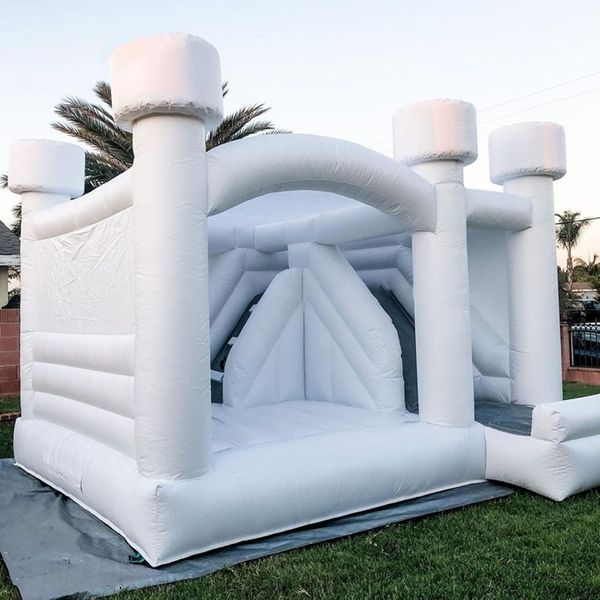 wholesale Durable PVC Commercial Inflatable White Bounce Castle With Slide Combo Jumping House Tent bouncy castle jumper included Air Blower