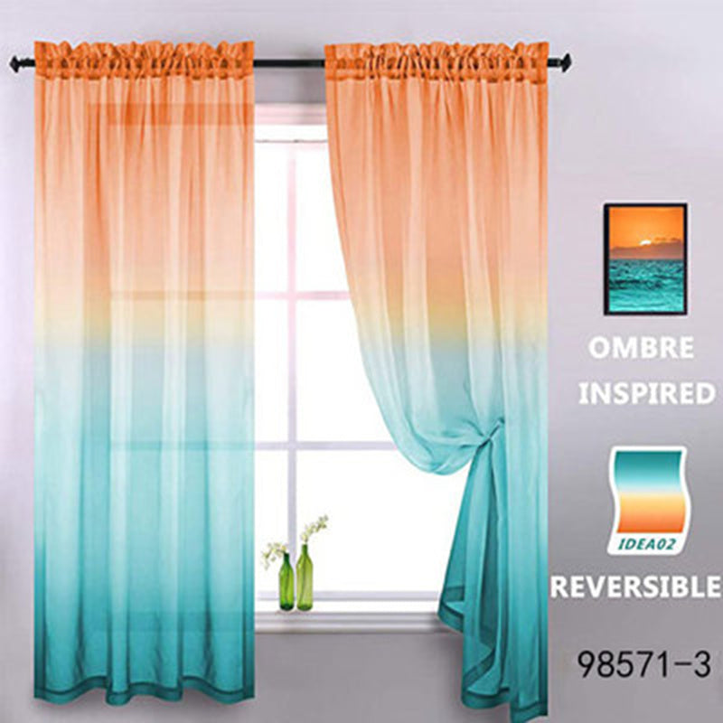 TEMU 1pc Ombre Inspired Reversible Gradient Sheer Curtain - Light Filtering Polyester, Rod For Easy Hanging, Living Room Decor, Curtains For Living
