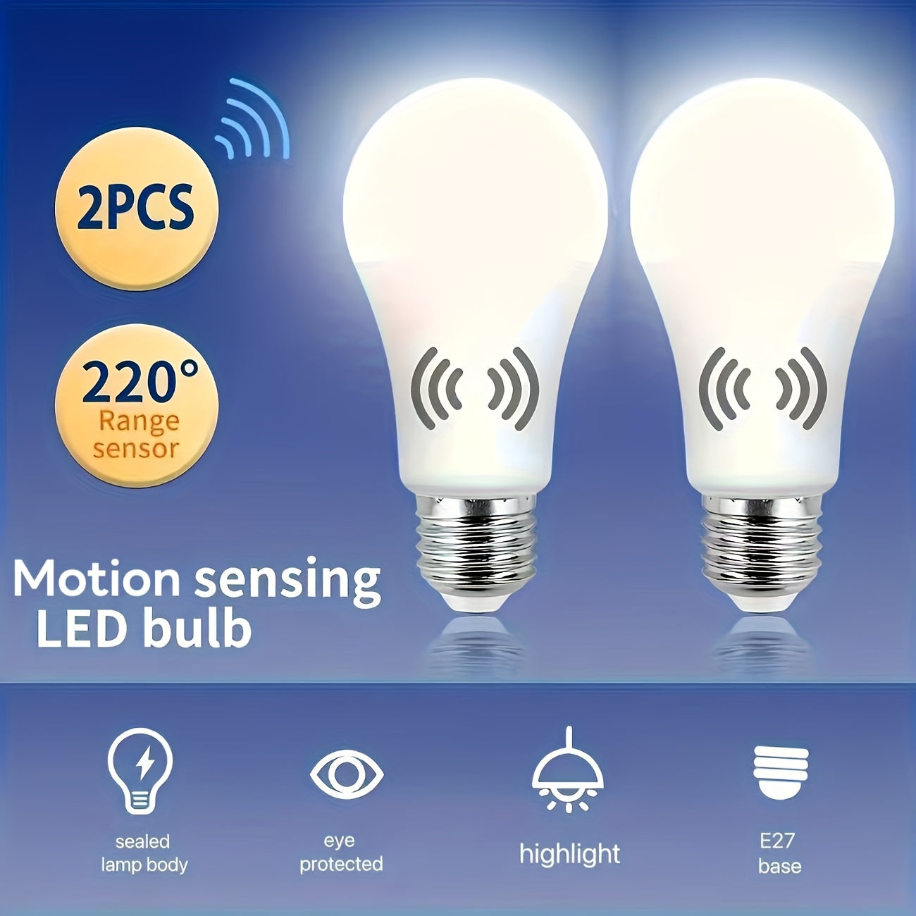 TEMU 2-pack-6-pack Motion Sensor Light Bulbs, A19 12w (100 Watt Equivalent) Daylight E27 Auto Motion Detector Lights
