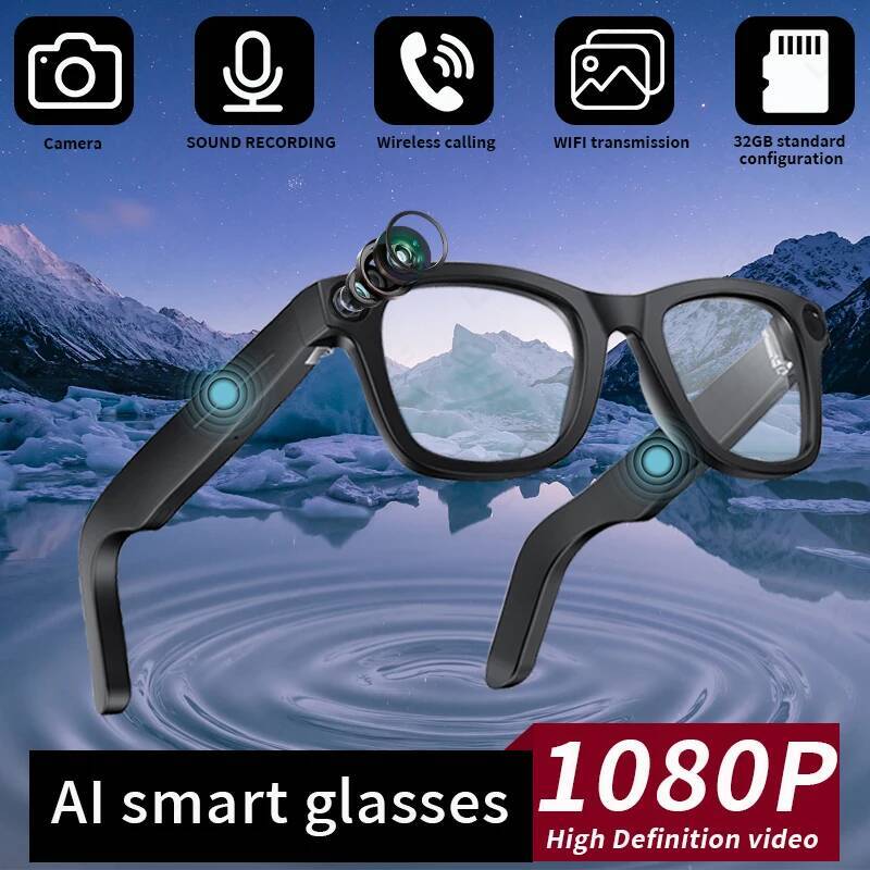 New 800W Pixels Camera smart glasses 32GB Memory 1080P Video Shoot Wireless Transmission AI Translation Smart Sunglasses Intelligent Glasses