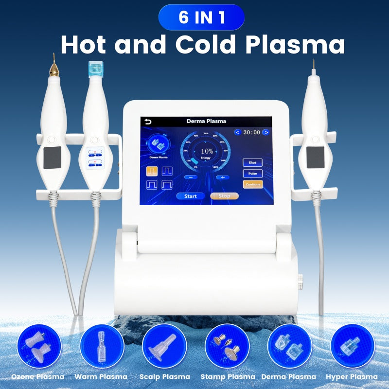 6 In 1 Factory Supply Pigmentation Treatment Plasma Machine Device Easy Adjust Energy Hot And Cold Therapy Skin Care Tool