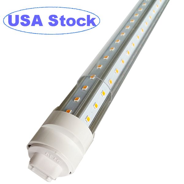 8FT LED Bulbs Light - 72W 6500K , Clear Cover, R17D Base, 9000LM, 300W Equivalent Fluorescent Tubes F96T12-DW-HO, Rotate V Shaped, Dual-Ende