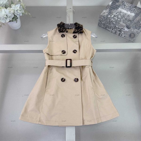 Brand Girls dress princess dress Sleeveless design baby skirt kids designer clothes Canvas belt embellished baby dress