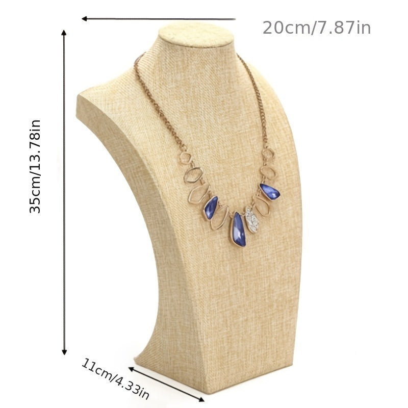 TEMU 1pc Elegant Linen Mannequin Necklace Stand, Jewelry Display Pillow For Necklaces And Pendants, Durable And Power-free Necklace Holder For