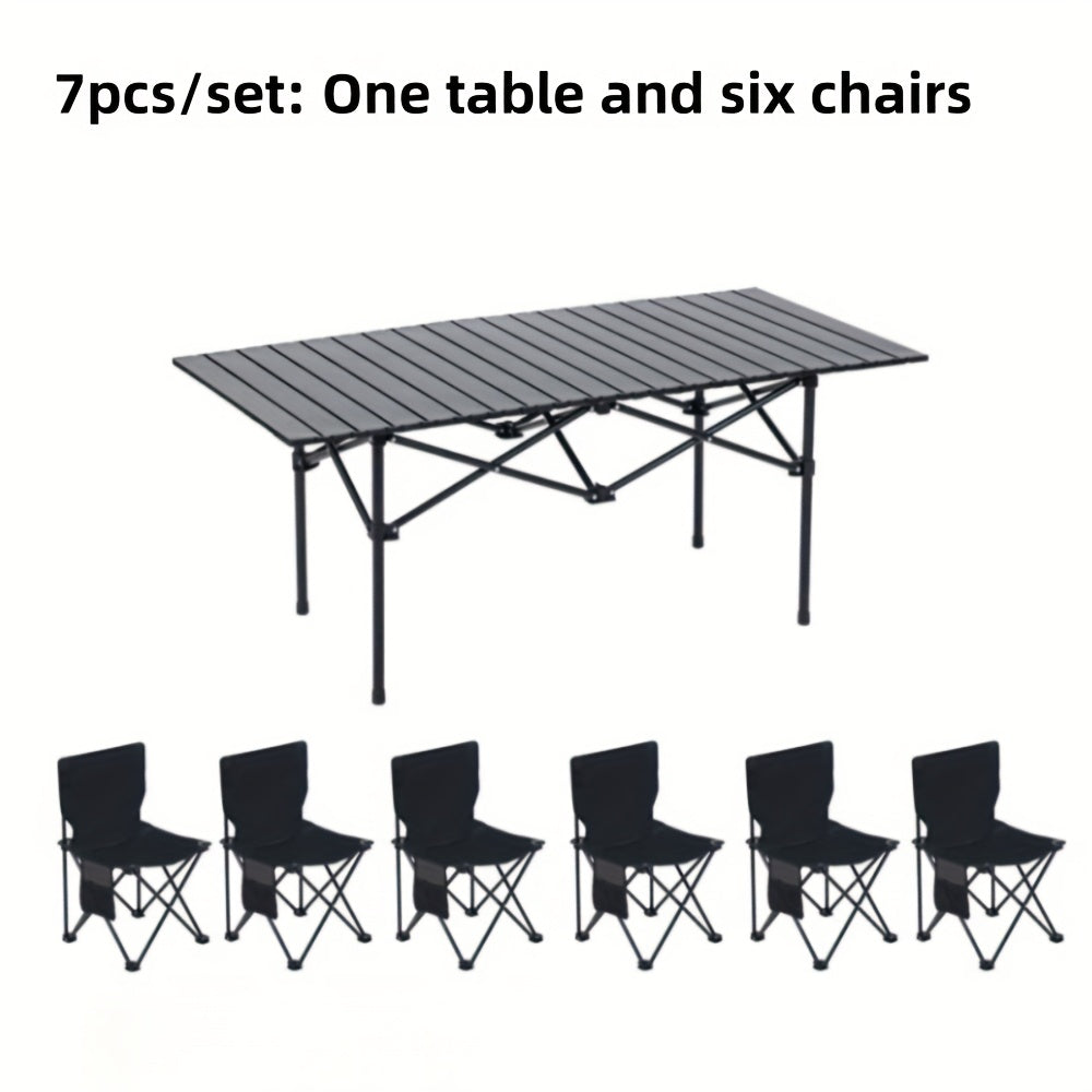 TEMU 2-7pcs Portable, Easy To Assemble And Store, Detachable Design, With Rollable Tabletop And Handbag, Outdoor Dining, Barbecue, Beach And Backyard