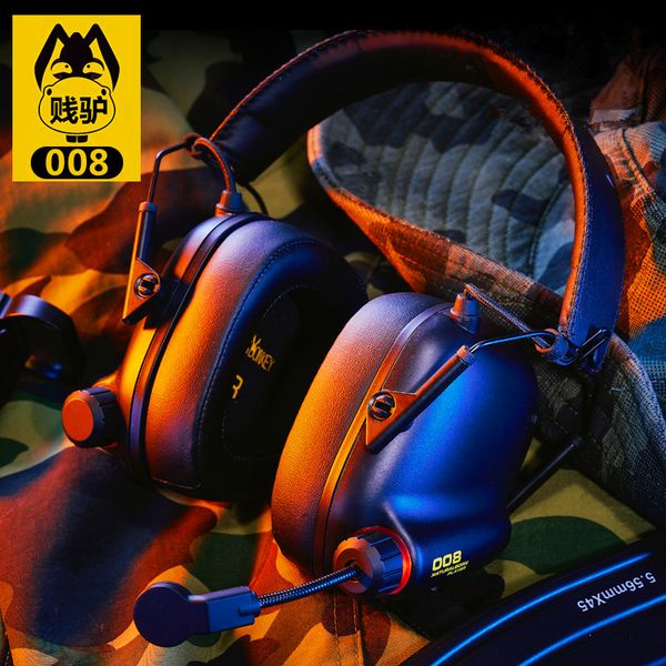 James Donkey 008 Tactical Master Pilot Headphone Dark Night Black Noise Reduction Monitor Headband Foldable USB Wired Gaming Headset