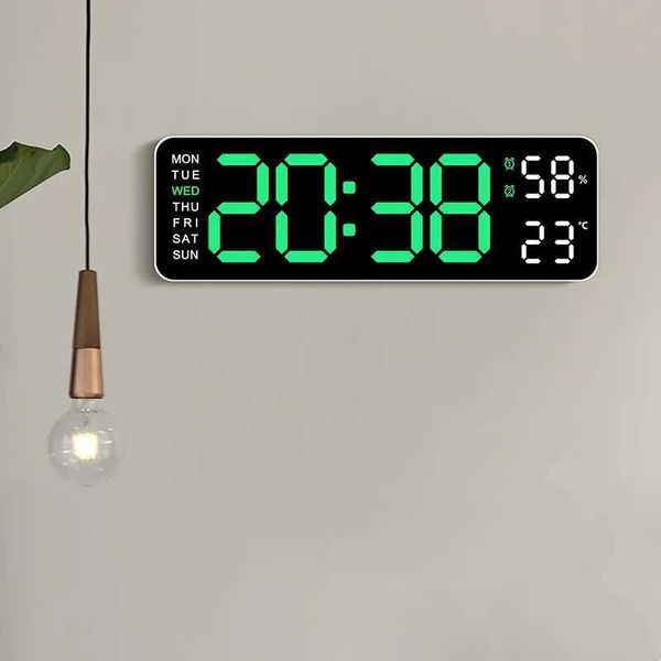 9-inch large digital wall clock with USB power supply temperature and humidity automatic dimming DST desktop clock 12-24H electronic LED ala