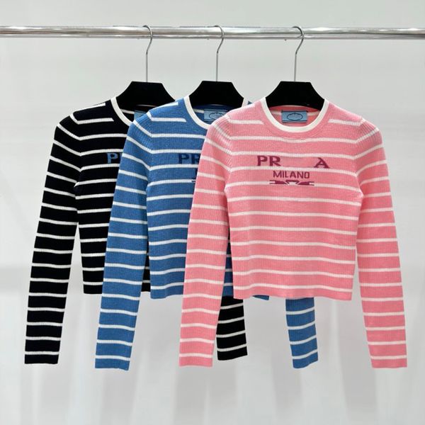 Early autumn-winter women striped collar knitted cardigan Luxury High Quality with Multi colored styles