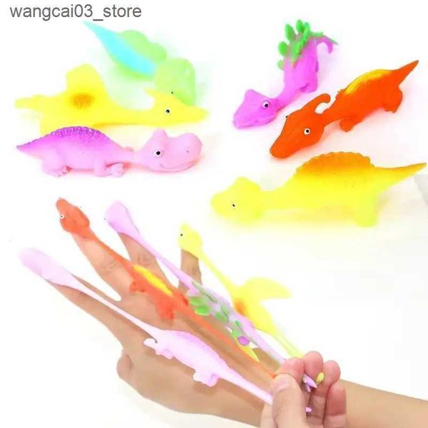 Decompression Toy Novelty Sticky Catapulted Ejection Dinosaur Toy Light Rubber Finger Prank Flying Fun Games Decompression Toy Birthday Gift