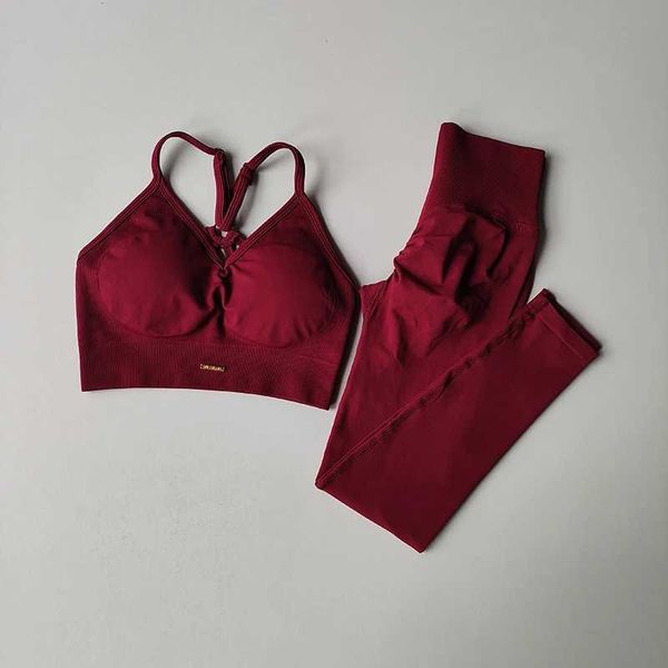 Conjunto de levantamento de quadril sem costura Setor de sutiã de decote em V Womens Sport Sports Sports Sports Sports Mussa de Iron High Fa