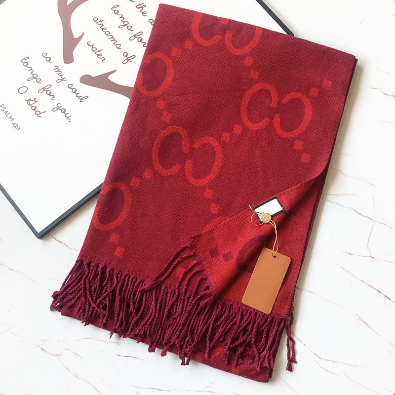 Long Scarf women cashmere designer scarf warm jacquard Letter autumn and winter thicken large-sized shawl twill all match Elegant wraps 180*70
