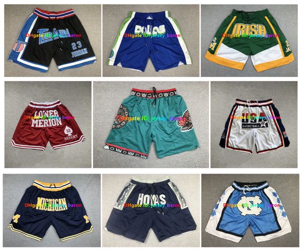 Throwback Team Basketball Shorts Just Short short basket USA football With Pocket Zipper Hip Pop Sport Wear Pant Sweatpants Bryant Lower Mer