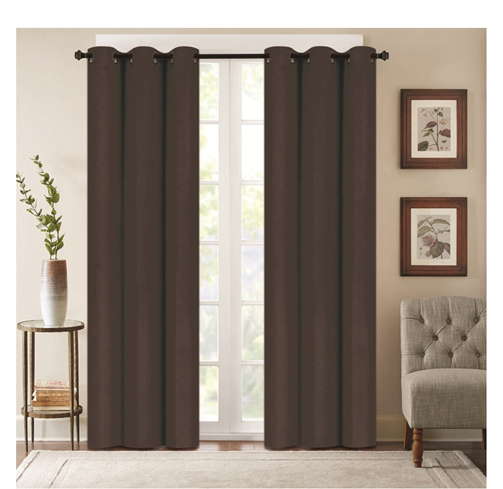 Denver Embossed Energy-Saving 63" or 84" Curtains - 63-Inch - Brown