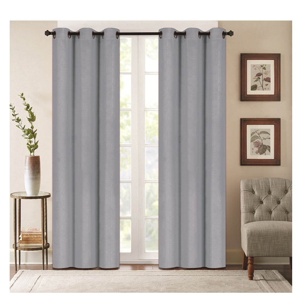 Denver Embossed Energy-Saving 63" or 84" Curtains - 63-Inch - Grey