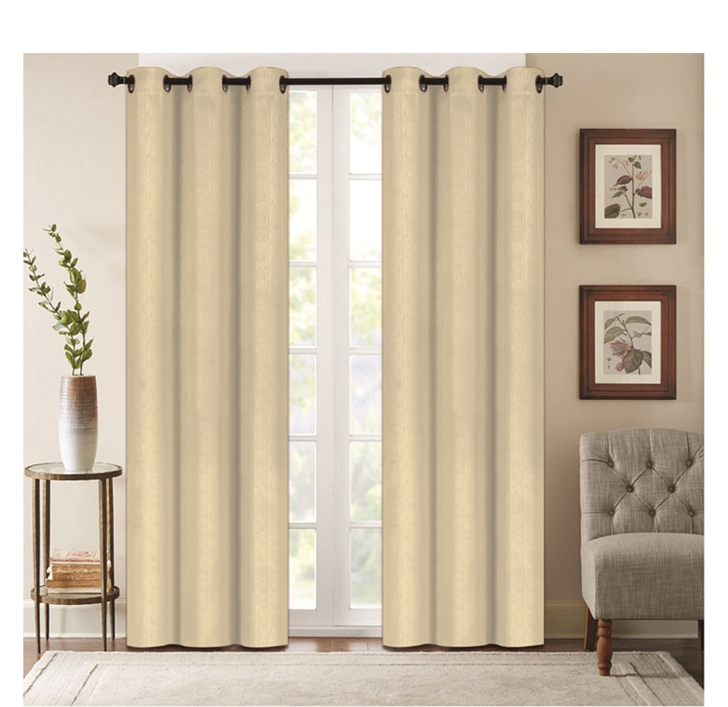 Denver Embossed Energy-Saving 63" or 84" Curtains - 84-Inch - Beige
