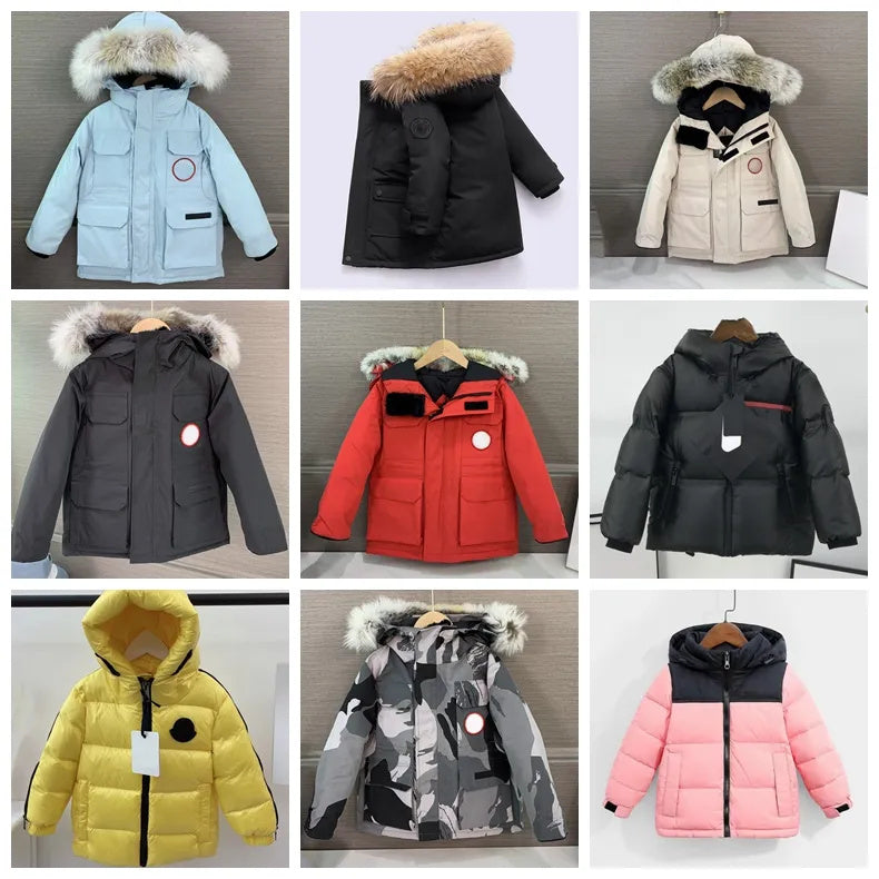 2024 Winter designer kids coat Down Jacket For Boys Real Raccoon Fur Thick Warm Baby Outerwear Coats boys girls jackets Years Kid Fashion Teenage Pa