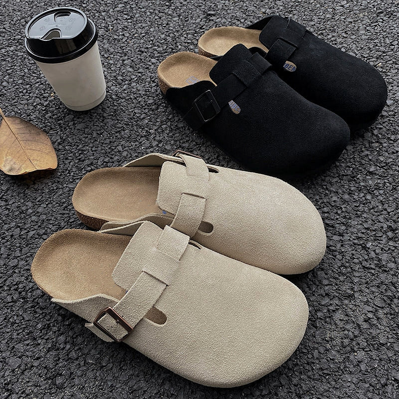 Clogs Soft Footbed Slippers Designer Sandals Clog Cork Flat Suede Leather Slide Taupe Mocha Black White Mens Scuffs Outdoor Platform Men Women Slipp