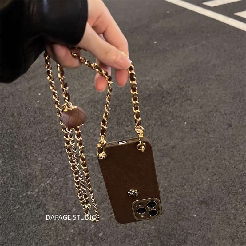 Lanjia- Camellia Golden Ball Suitable For Apple 15 Pro Max Phone Case 12 13 Women Iphone 14 Crossbody 11 Trendy 3127A