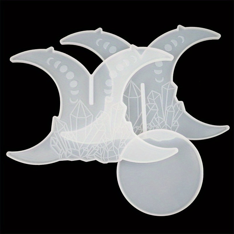 TEMU 3pcs Set Moon Castle Planter Stand Resin Mold, Potted Plant Stand Tree Cat Stand Resin Casting Drip Mold, Lunar Eclipse Shaped Display Stand