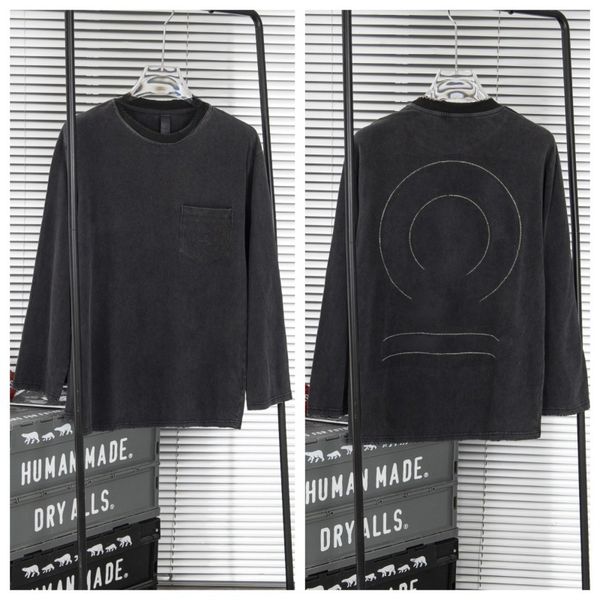 New Fashion Clothing rhinestone water washed broken holes old round collar long sleeves