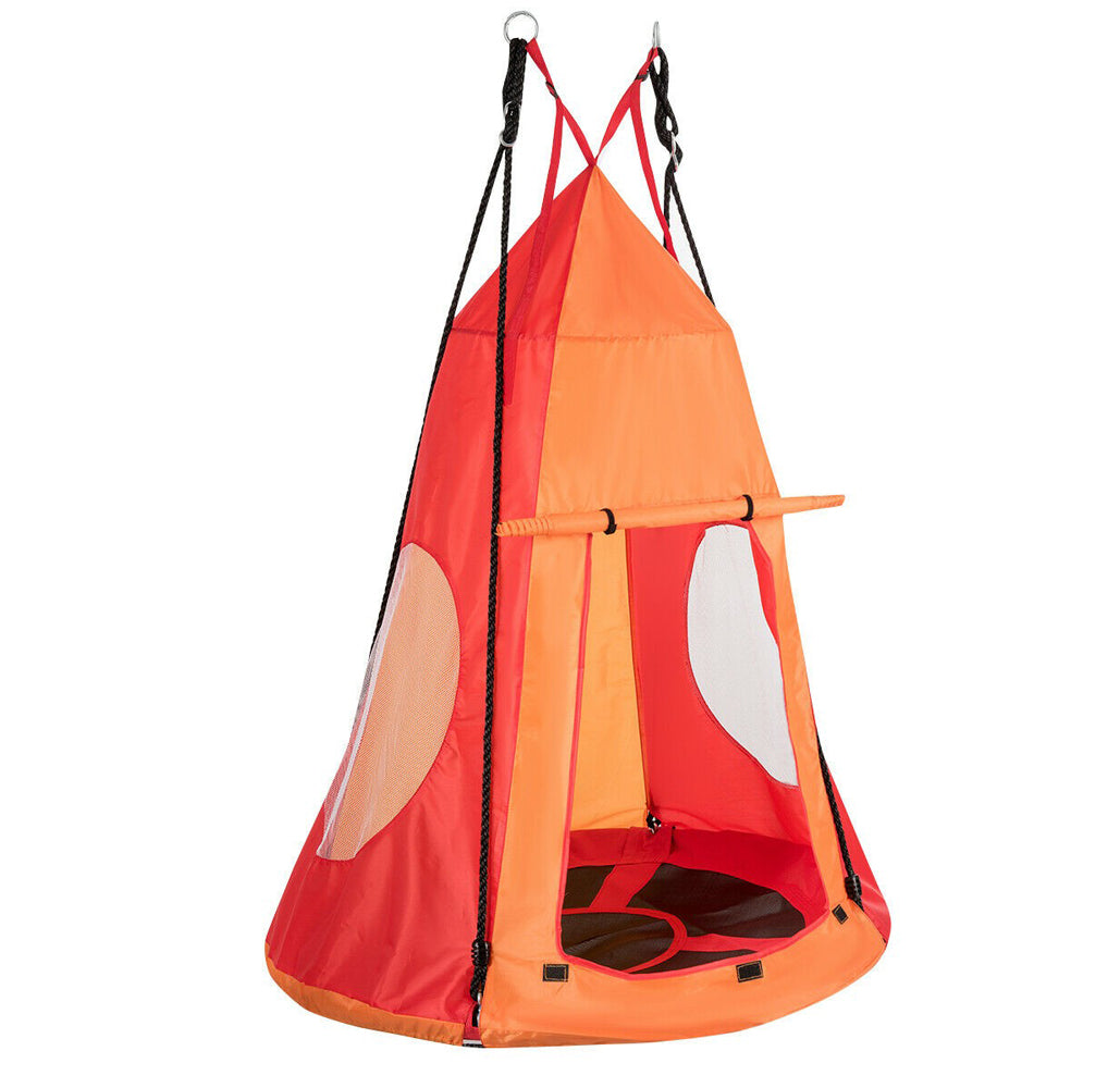 Kids' 40-Inch Hanging Chair Tent Swing  - Orange