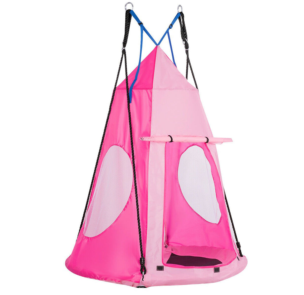 Kids' 40-Inch Hanging Chair Tent Swing  - Pink