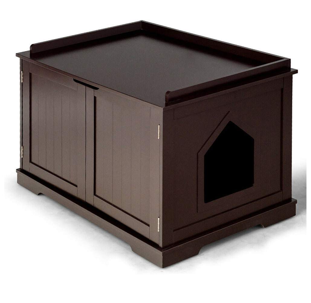 Cat Litter Box Cabinet Storage Bench - Brown