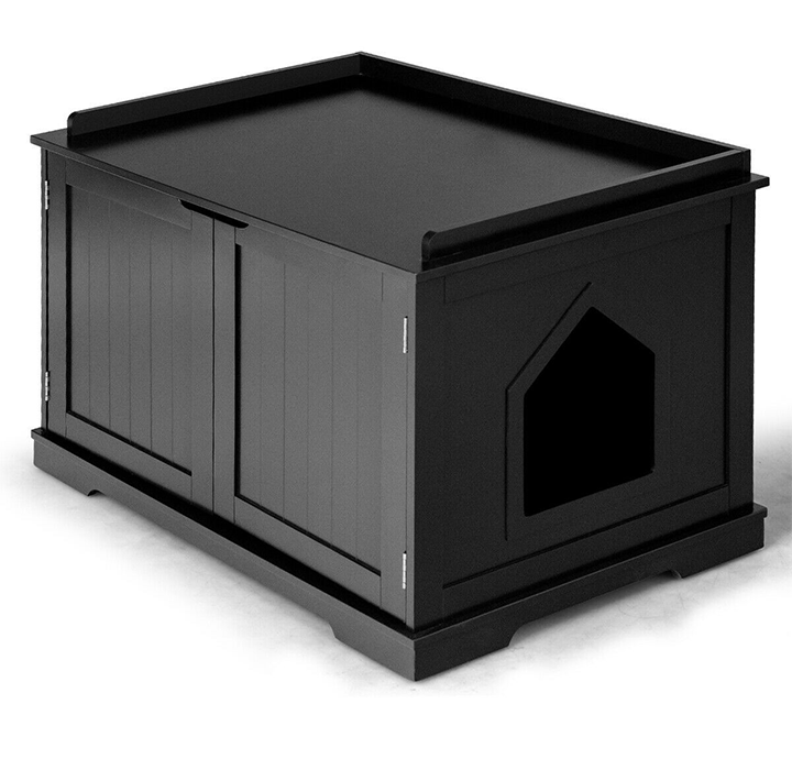 Cat Litter Box Cabinet Storage Bench - Black