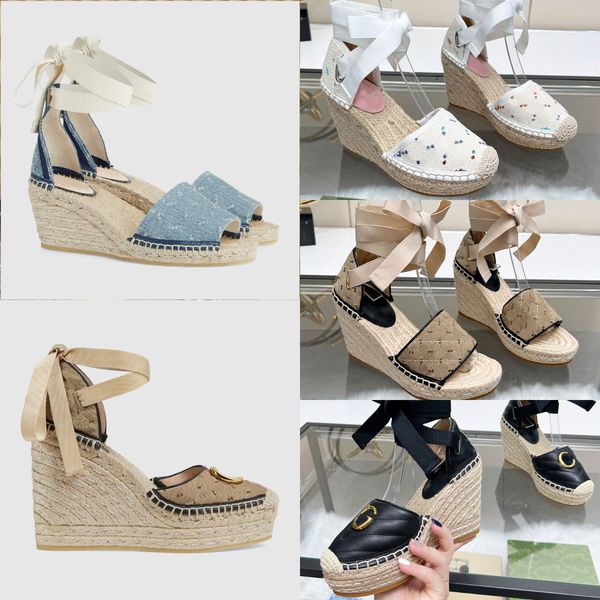 Weave pump womens espadrilles wedges for woman designer espadrille women casual shoes high heels sandals luxury wedge heel shoes comfort can