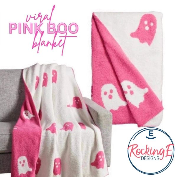 Halloween Blankets Throws Double-sided pink Ghost Fall Flannel for Bed Sofa Couch Fuzzy Blanket Plush Cover