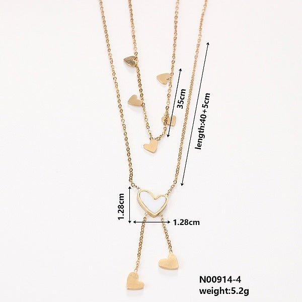 Elegantes collares colgantes de corazón de acero inoxidable 304 y plástico.