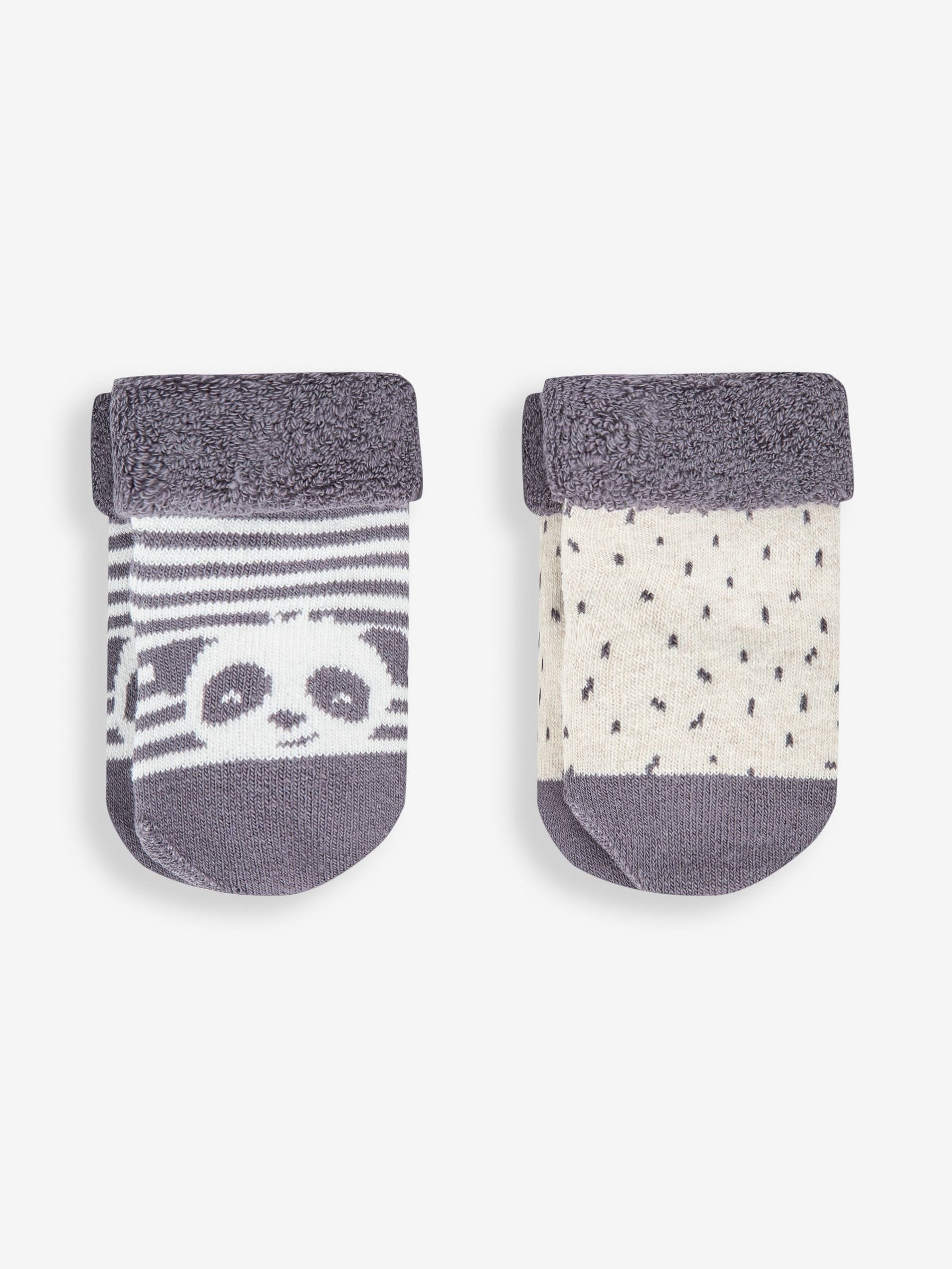 Cream Panda 2-Pack Baby Socks NEWBORN