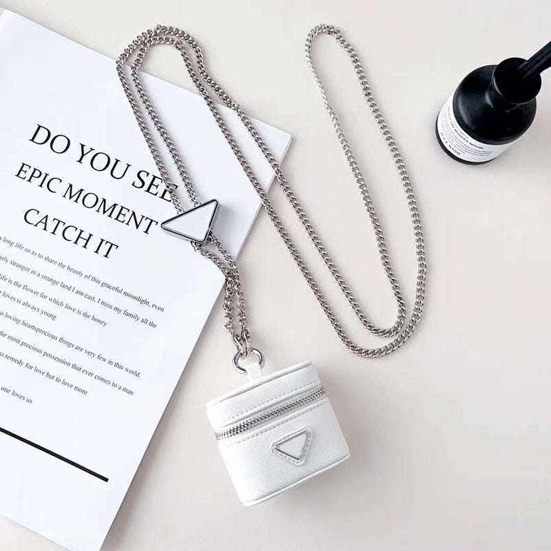 Universal Designer Earphone Accessories Case for Apple AirPods 1 2 3 4 Pro EarPods TWS Earbuds Luxury PU Leather Chains Crossbody Necklace Box Headp