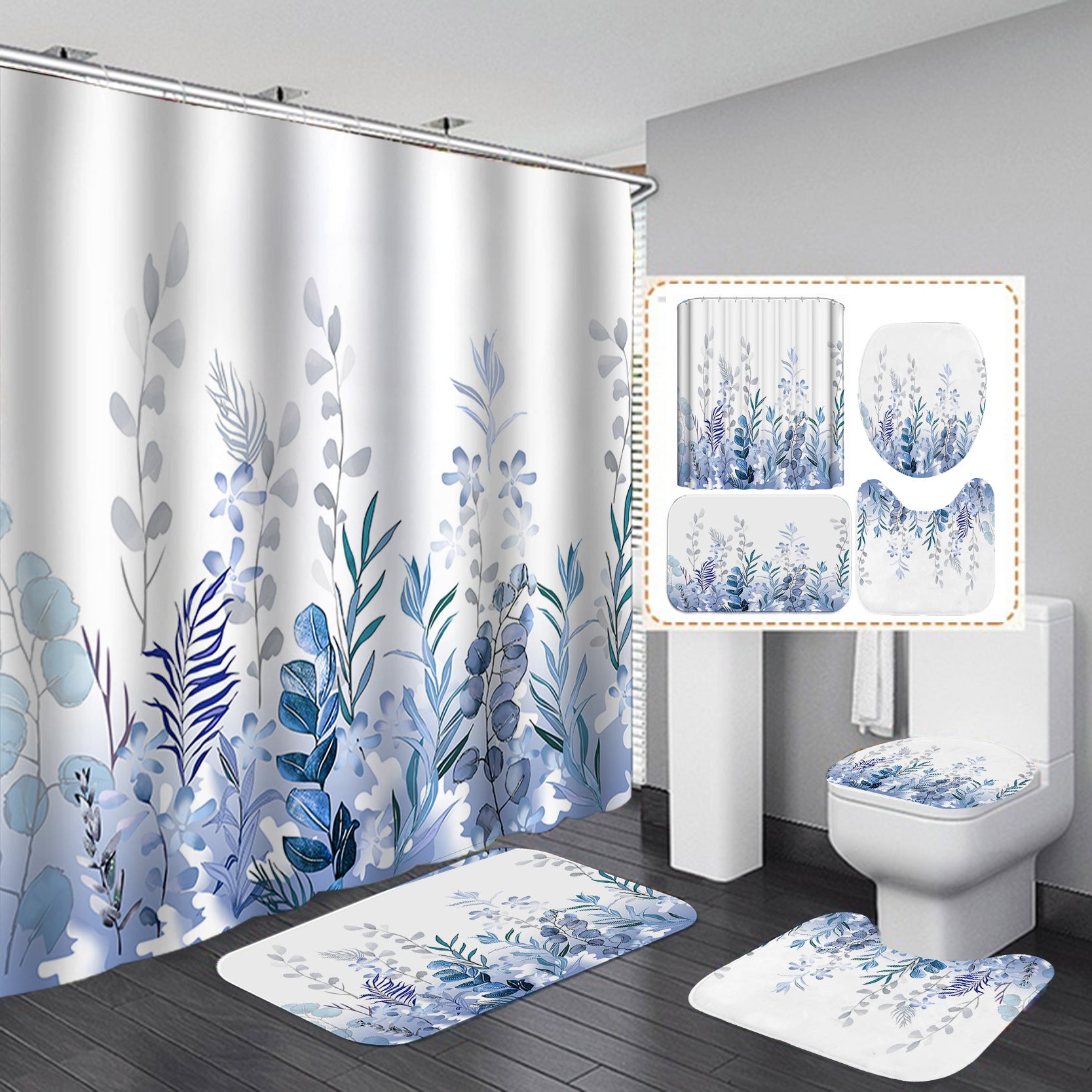 YL-37440 bathroom toilet punch-free curtain waterproof anti-light roller blinds toilet toilet block curtain toilet three-piece set
