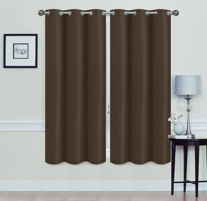 Madonna Blackout Grommet Curtain Panels (Set of 2) - 63" COFFEE