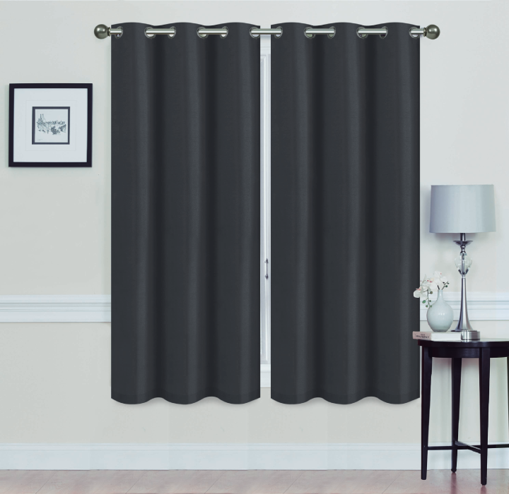 Madonna Blackout Grommet Curtain Panels (Set of 2) - 63" BLACK